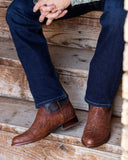 Men's genuine ostrich leather roper boot