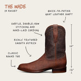 Men's genuine ostrich leather roper boot
