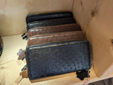Ostrich Leather Zippered Wallet