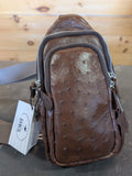 Ostrich Leather Tall Cross body bag
