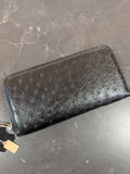 Ostrich Leather Zippered Wallet