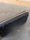 Ostrich Leather Zippered Wallet
