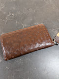 Ostrich Leather Zippered Wallet