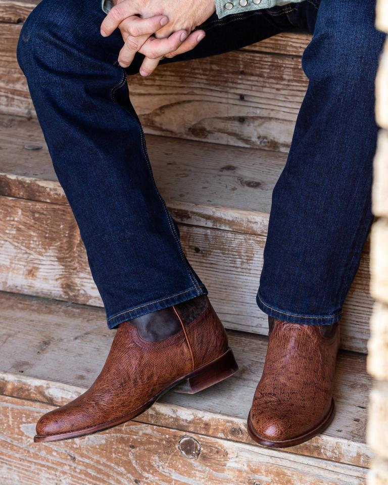 Men's genuine ostrich leather roper boot