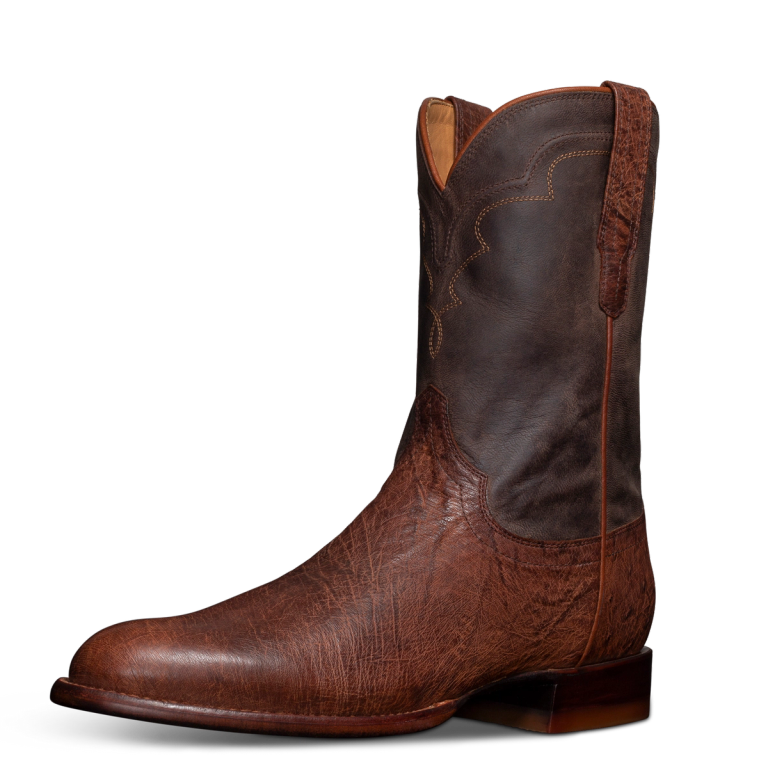 Men's genuine ostrich leather roper boot