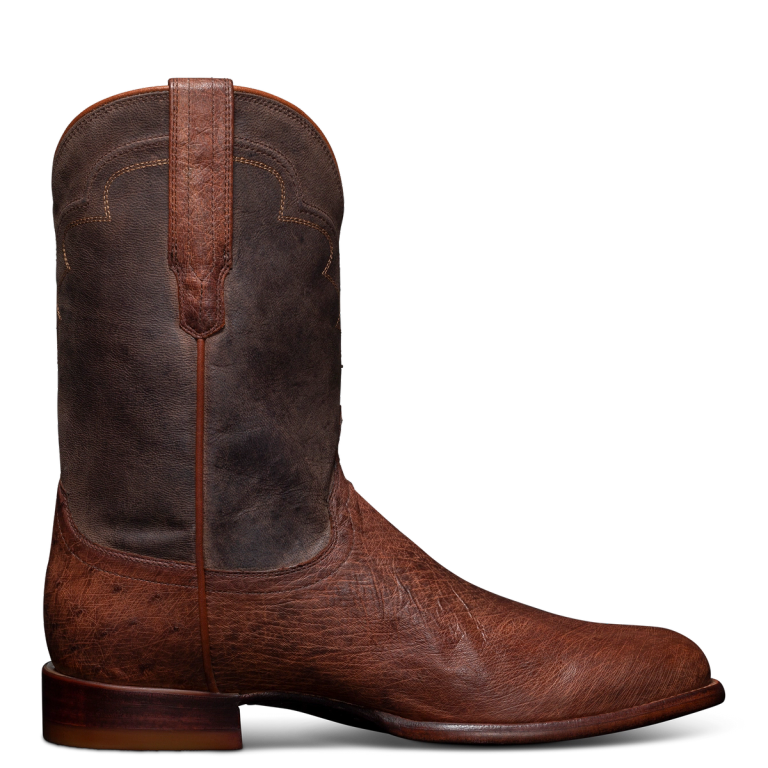 Men's genuine ostrich leather roper boot
