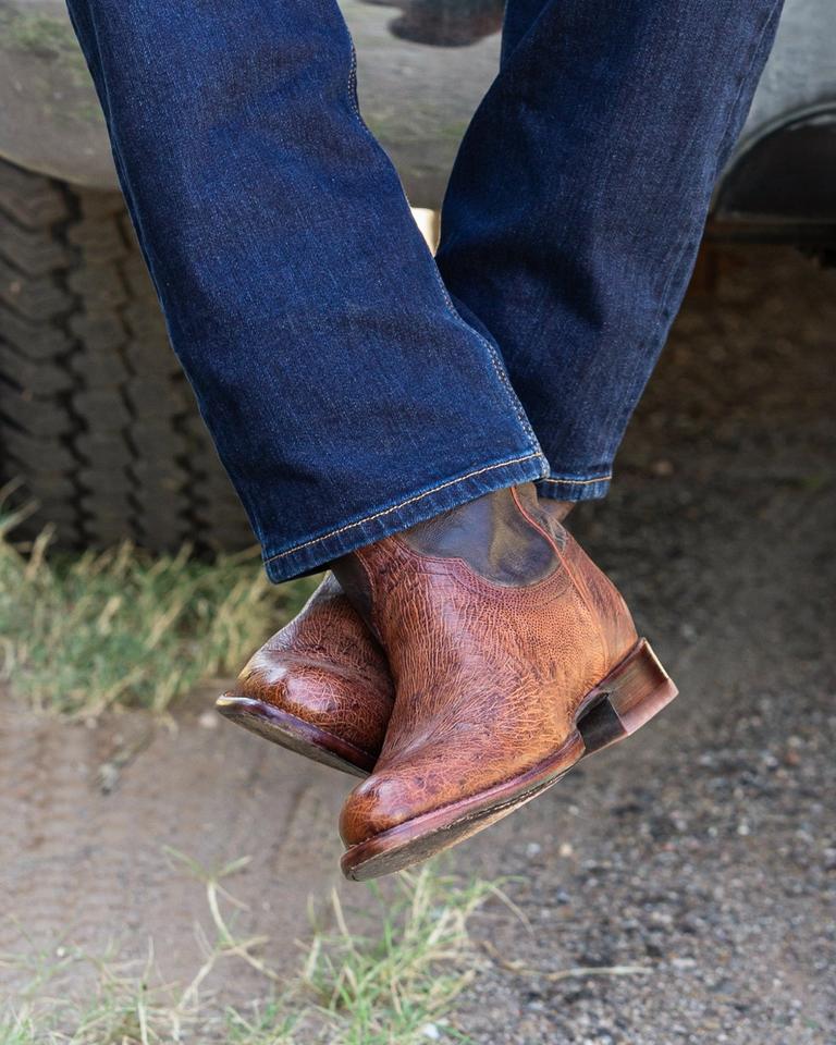 Men's genuine ostrich leather roper boot