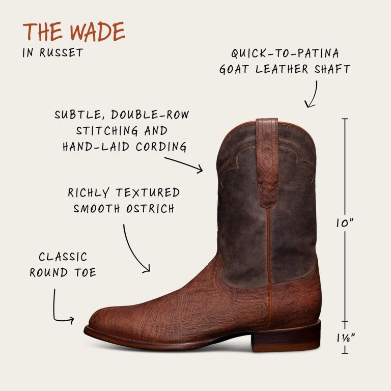 Men's genuine ostrich leather roper boot