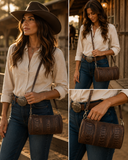Ostrich Leg Leather Barrel Crossbody