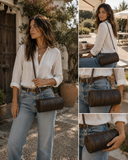 Ostrich Leg Leather Barrel Crossbody