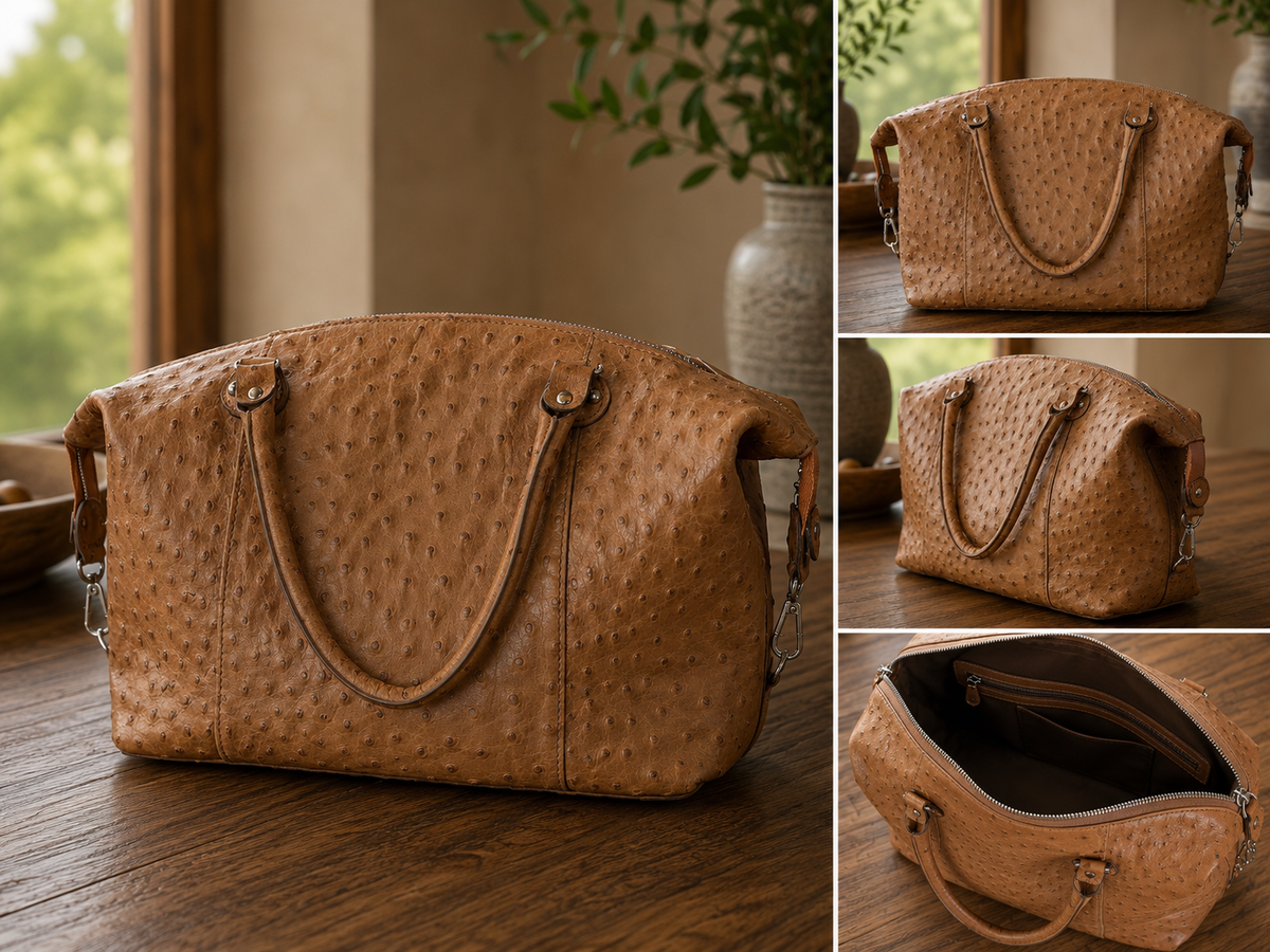 Ostrich Leather Large Purse