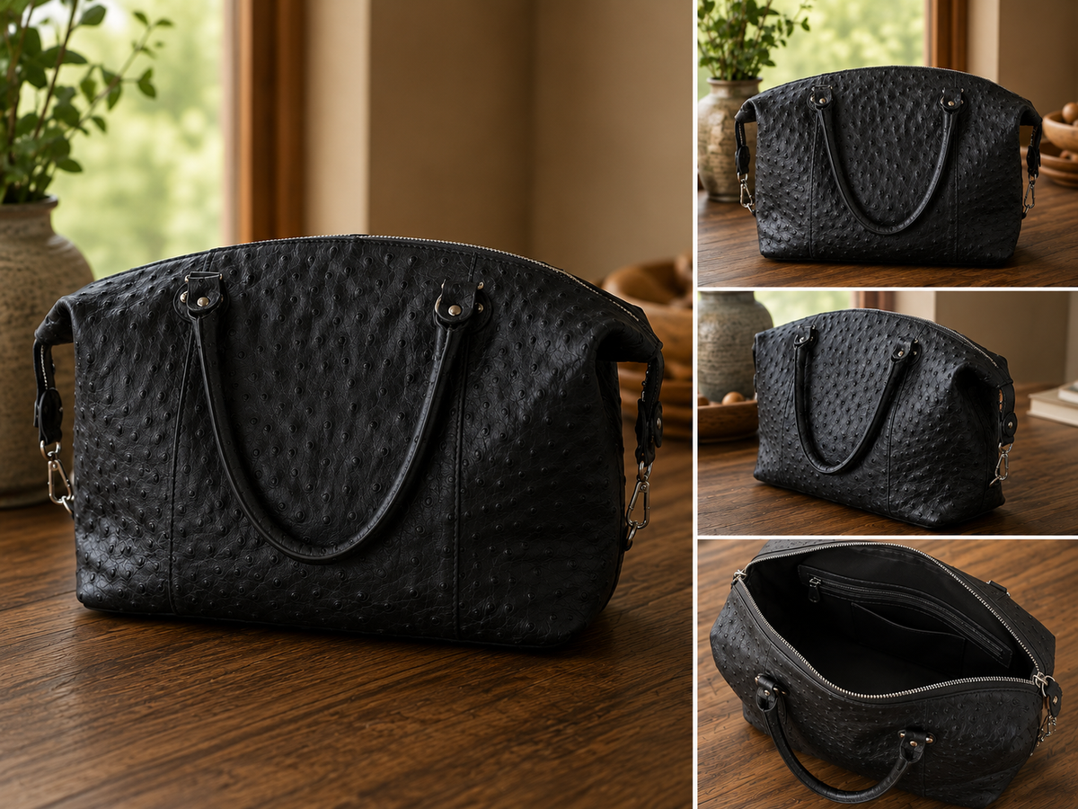 Ostrich Leather Large Purse