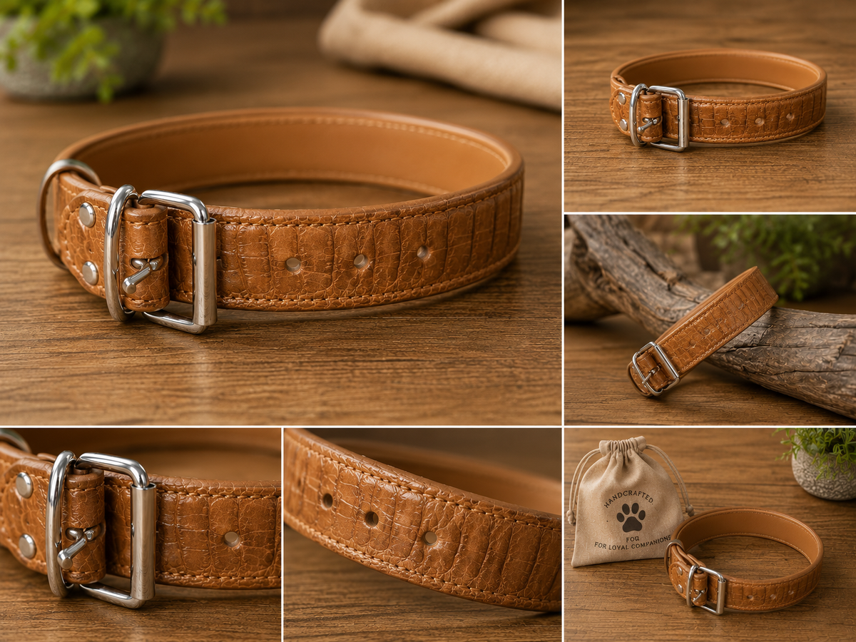 Ostrich Leather Dog Collar