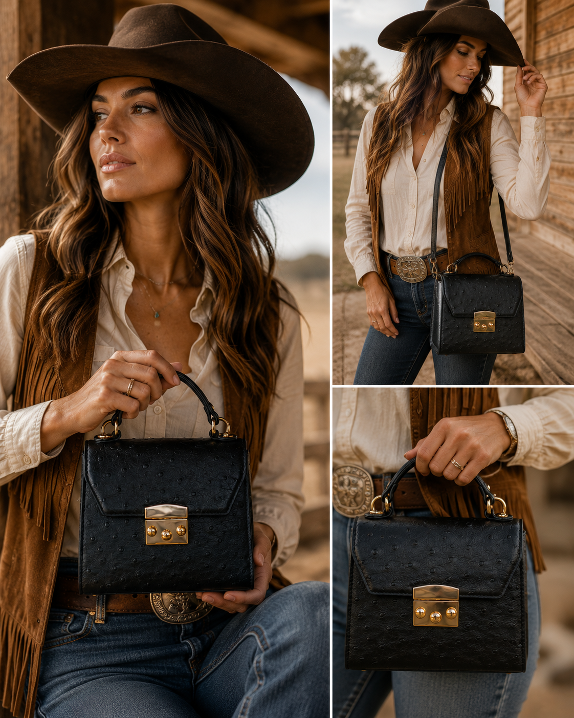 Ostrich Leather Crossbody Bag