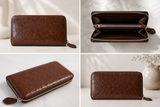 Ostrich Leather Zippered Wallet