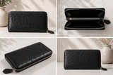 Ostrich Leather Zippered Wallet
