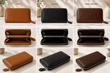 Ostrich Leather Zippered Wallet