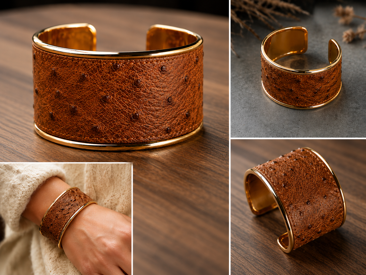 Ostrich Leather Cuff Bracelet