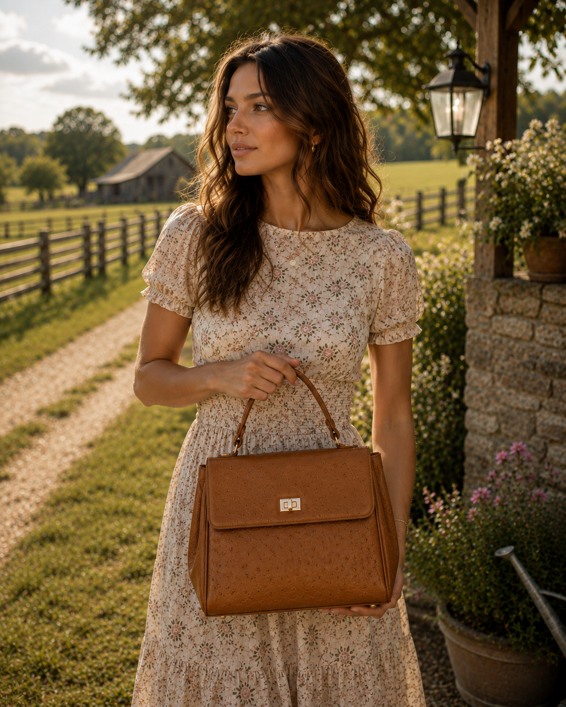 Ostrich Leather Handbag