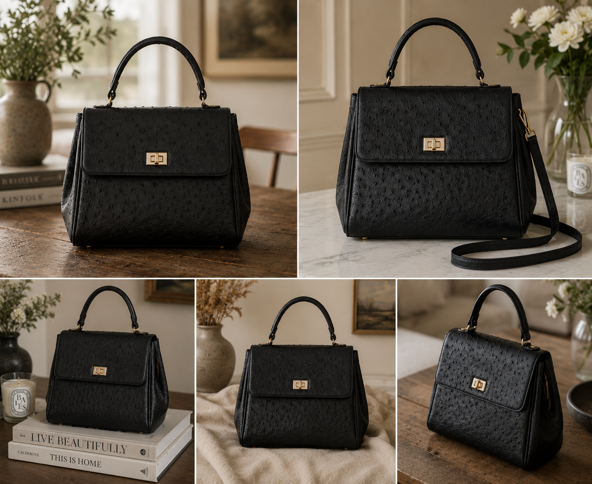 Ostrich Leather Handbag