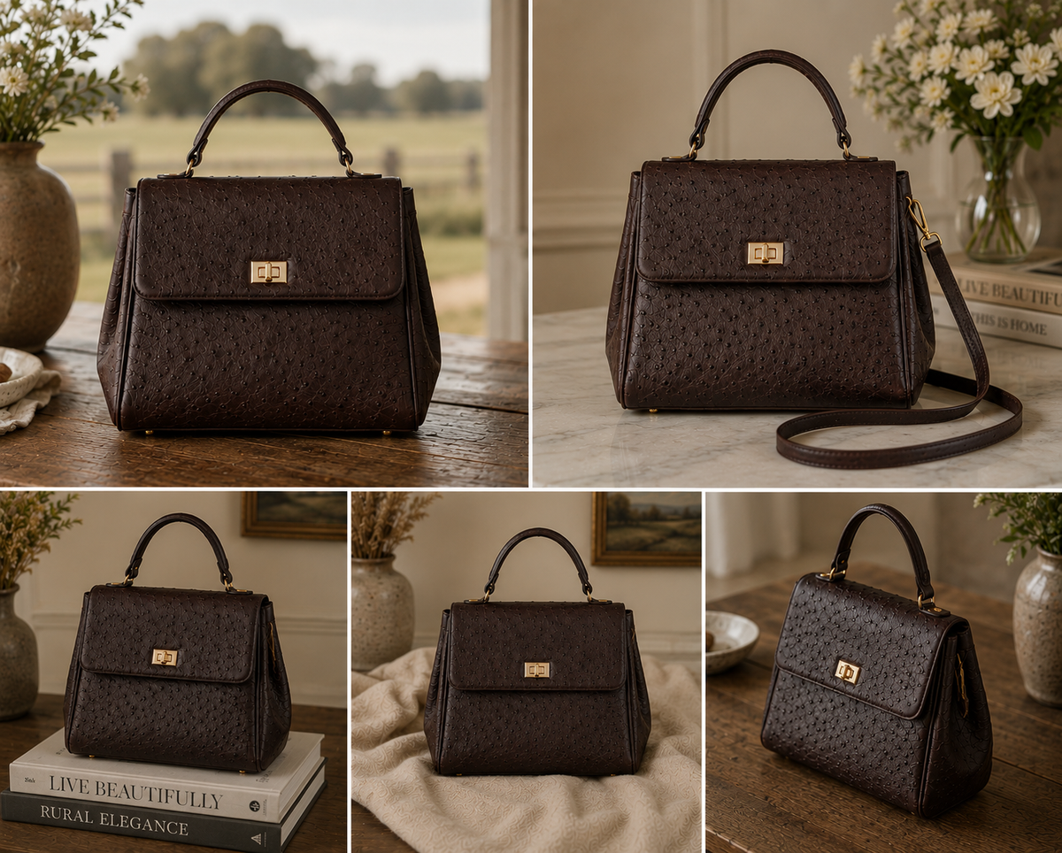 Ostrich Leather Handbag