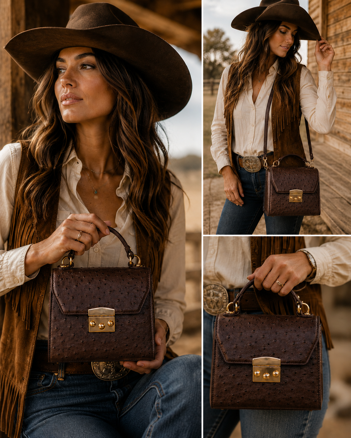 Ostrich Leather Crossbody Bag