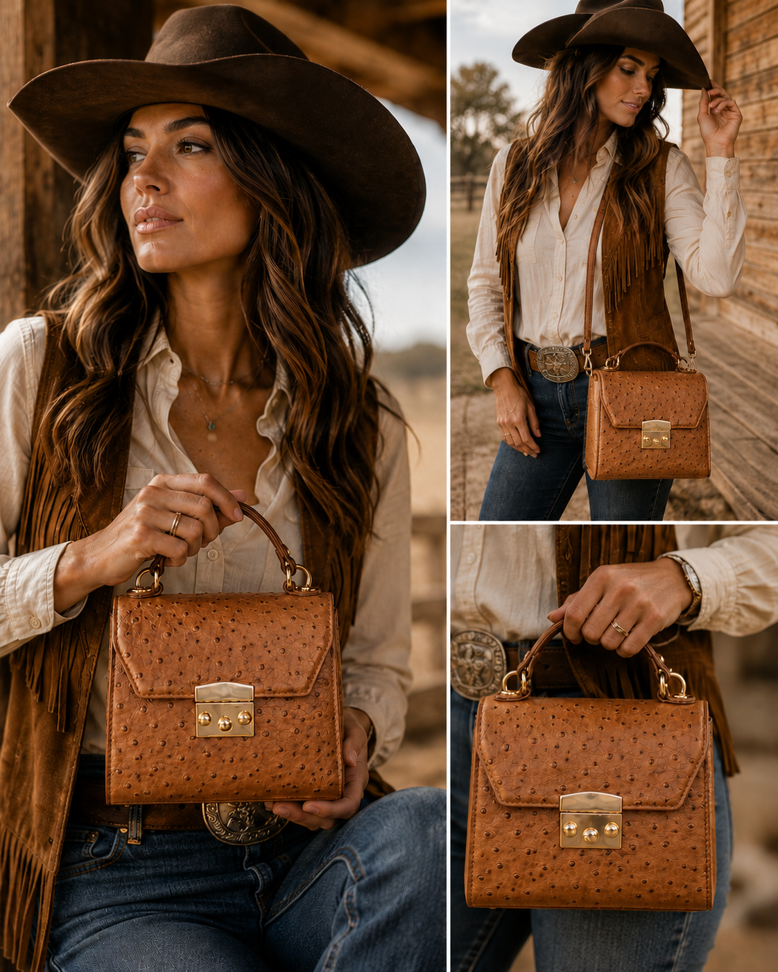Ostrich Leather Crossbody Bag