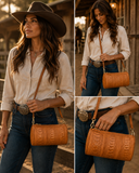 Ostrich Leg Leather Barrel Crossbody