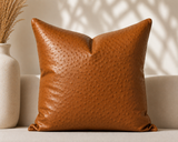 Square Genuine Ostrich Leather Pillow