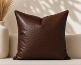 Square Genuine Ostrich Leather Pillow