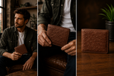 Ostrich Leather Fold Wallet