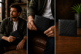 Ostrich Leather Fold Wallet