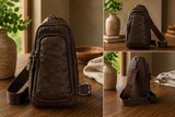 Ostrich Leather Tall Cross body bag