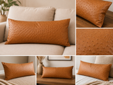 Genuine Ostrich Leather Extra Large Lumbar Pillow