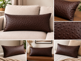 Genuine Ostrich Leather Extra Large Lumbar Pillow