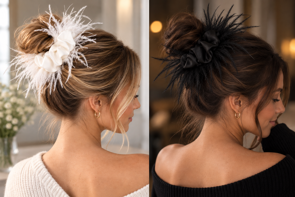 Ostrich feather scrunchie