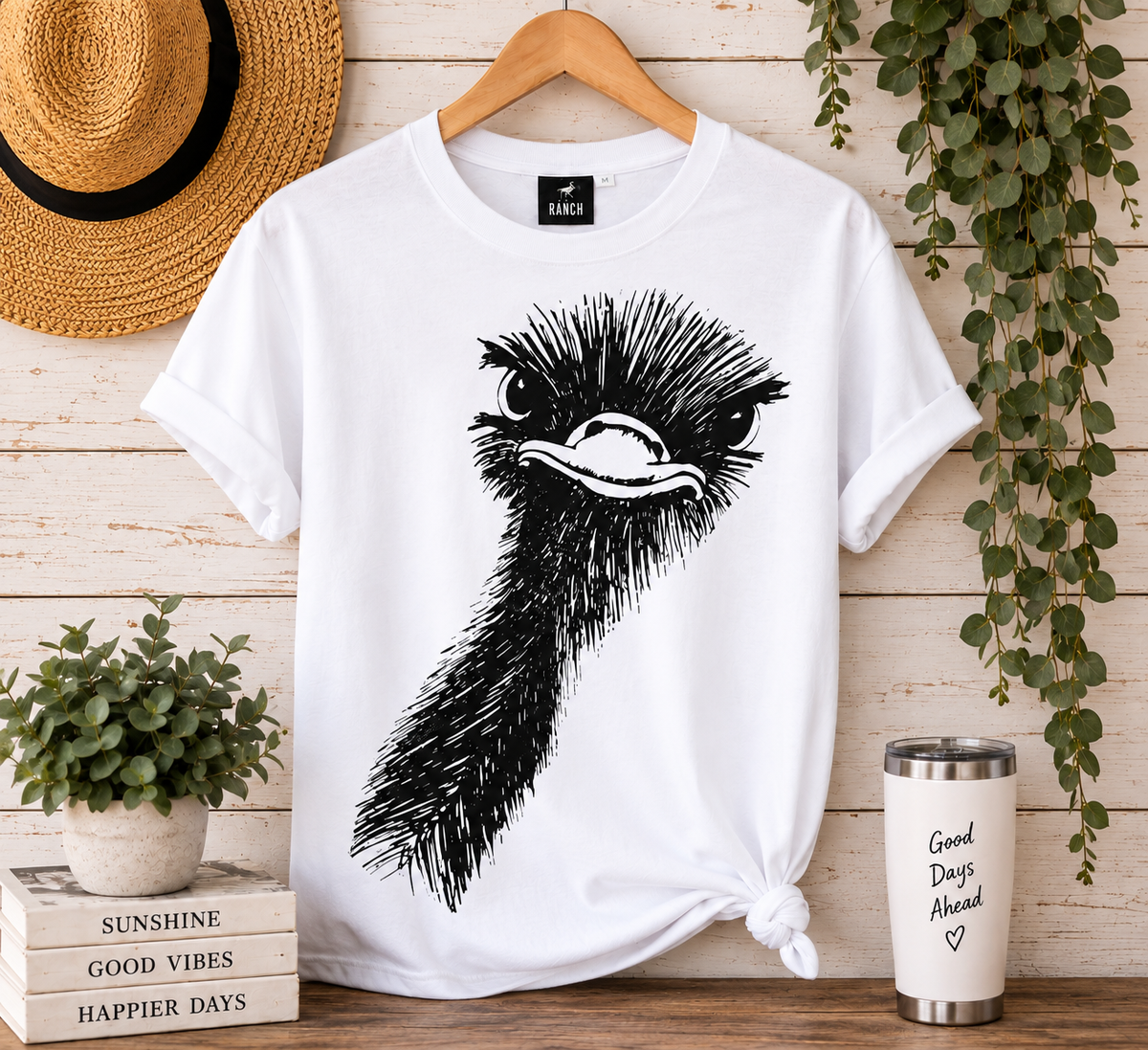 Adult Unisex T-shirts Ostrich peeking
