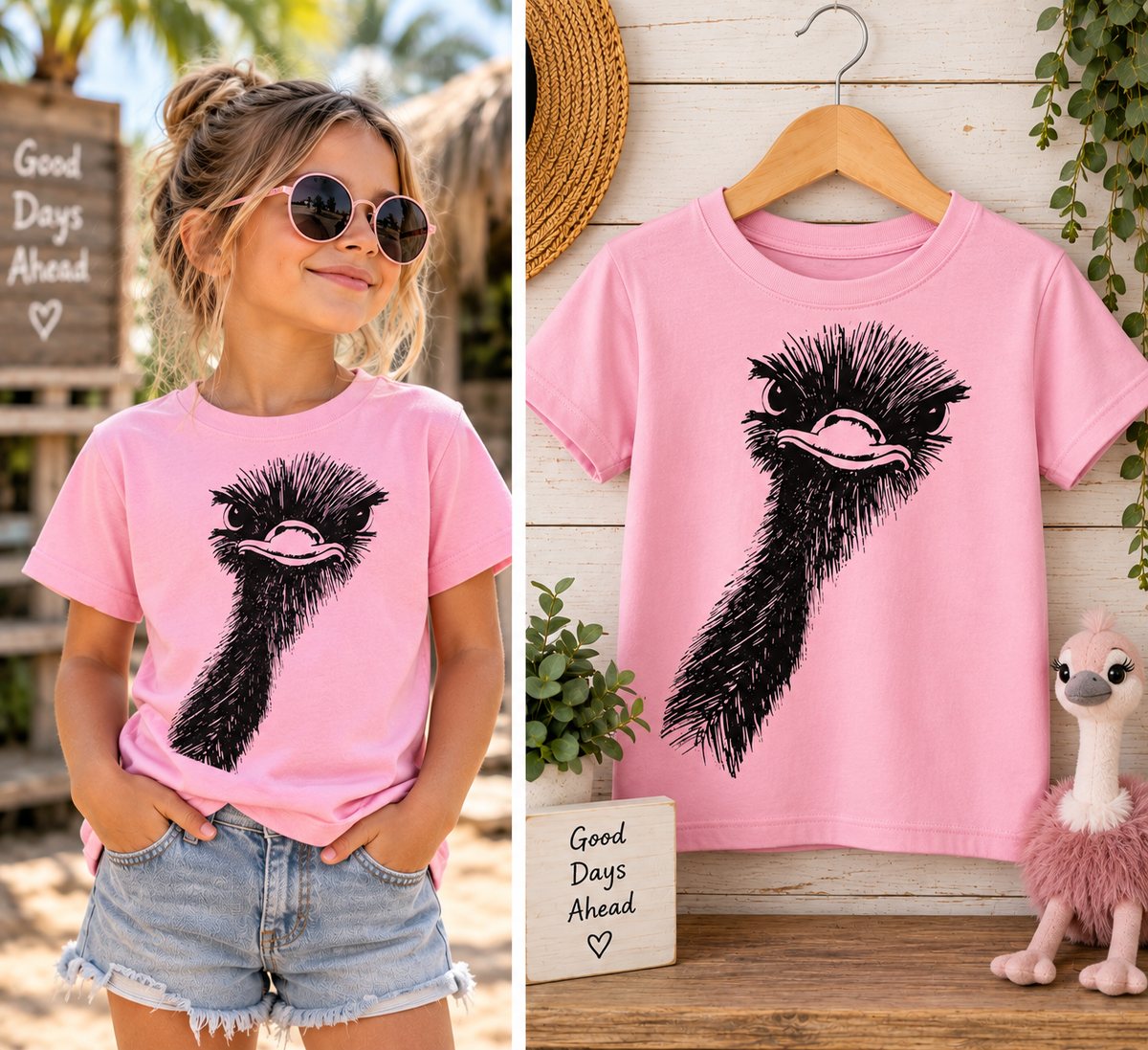 Kids T-Shirts Ostrich peeking