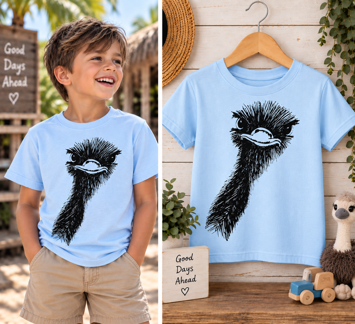 Kids T-Shirts Ostrich peeking
