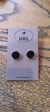 Genuine ostrich leather stud earrings