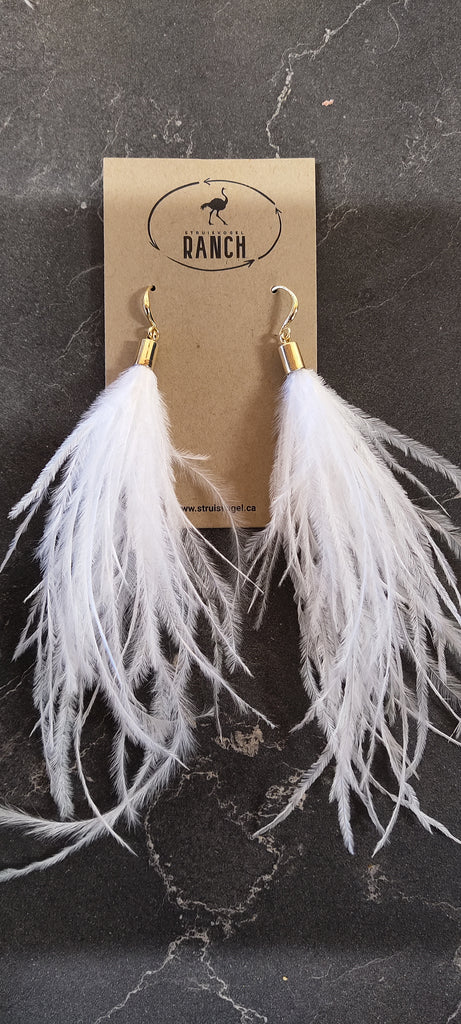 Ostrich Feather Earrings with Druzy Bling – KOLUNTU