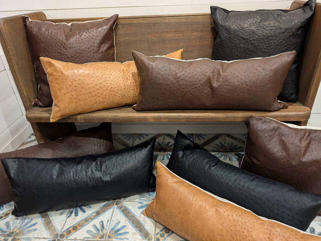 Genuine Ostrich Leather Extra Large Lumbar Pillow