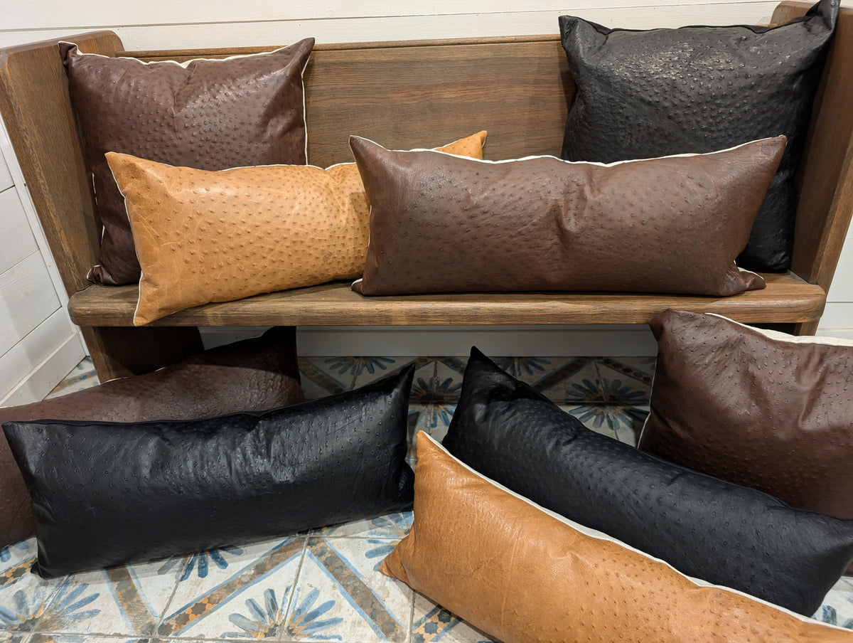 Genuine Ostrich Leather Extra Large Lumbar Pillow