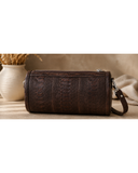 Ostrich Leg Leather Barrel Crossbody
