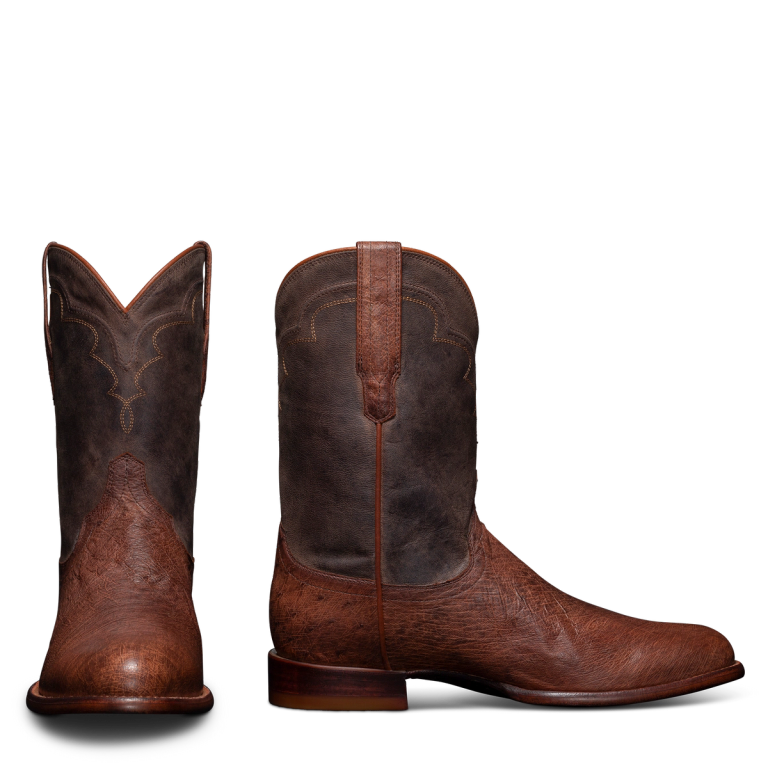 Men's genuine ostrich leather roper boot